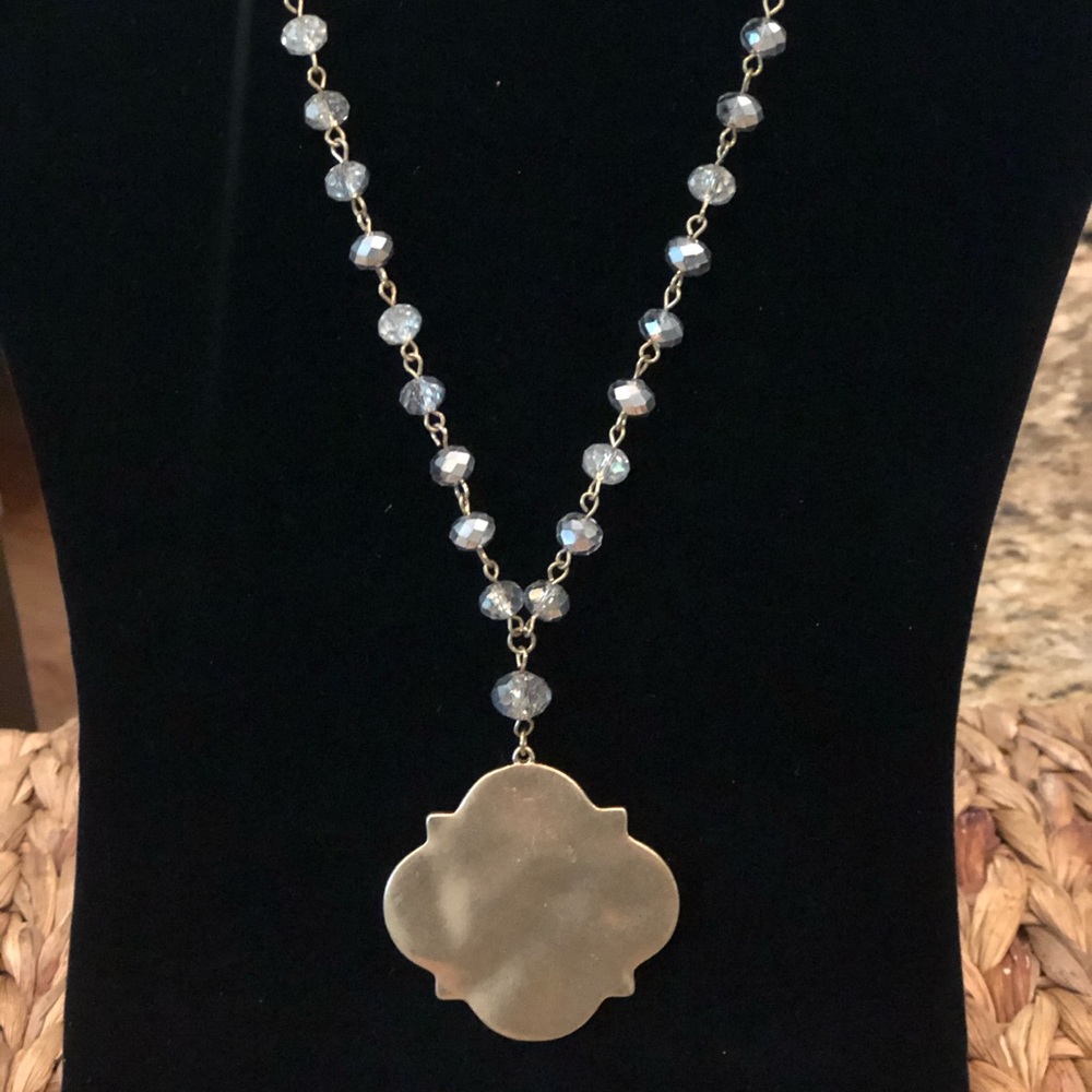 Gold Medallion Rhinestone Necklace